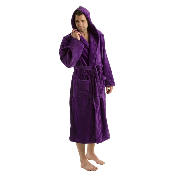 byLora Hooded Adult Robe For Men Women, Terry Cotton Bathrobe, PURPLE