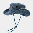 thumbnail image 3 of Sombrero de vaquero con protección UV para mujer, gorra de cuerda de ala grande, accesorio de pescador vaquero para escalada, senderismo, vacaciones al aire libre, 3 of 4