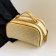 thumbnail image 4 of Bolsas de maquillaje de PU Caja de maquillaje de rejilla de diamante portátil para viajes femeninos (Amarillo M), 4 of 8