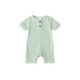 thumbnail image 1 of Qmyliery Lovely Baby Romper, Short Sleeve Round Neck Solid Color Ribbed Buttoned Short Pants for Summer Spring, Kids Clothing, 1 of 7