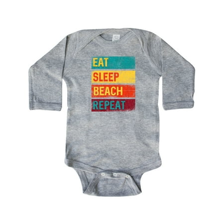 

Inktastic Eat Sleep Beach Repeat Gift Baby Boy or Baby Girl Long Sleeve Bodysuit