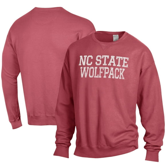 Men's ComfortWash Red NC State Wolfpack Stack Garment Dyed Crewneck Pullover Sweatshirt