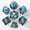 Transparent black and blue eyes with solid blue text, variant on CNV Mystic Dragon Eye Polyhedral Dice Set, 7-Piece Sharp Edge Resin Dice for TRPG and Tabletop Games, Handcrafted Style Suspended Eye Design
