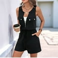 thumbnail image 5 of Gdvsclr Womens Summer Sleeveless Zipper Pocket Casual Shorts Jumpsuit Black XL, 5 of 8