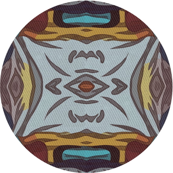 Ahgly Company Indoor Round Patterned Dark Gray Abstract Area Rugs, 8' Round