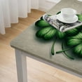 thumbnail image 4 of COMIO Square Fitted Table Cloths Ireland Holiday Happy St Patrick's Day Blessed Lucky Charm Shamrocks Four Leaf Clovers Cream Burlap White, 4 of 7