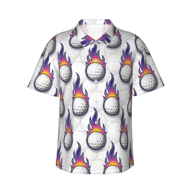 Balery Golf balls Camisas hawaianas de manga corta para hombre, camisas playeras de corte holgado, camisas de vacaciones con botones,XX-Large