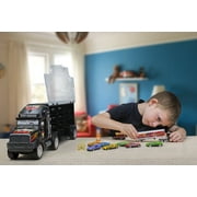 Toy Truck Super Mega Extra Large Tractor Trailer Car Collection Case Carrier Transport Toy Truck For Kids Includes 12 Cars 1 Small Tractor Trailer & 6 More Accessories