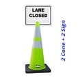 thumbnail image 2 of RK-Safety 28" Lime Cone, Black base With Two Reflective Tape, Plus Cone Sign 15 "Lane Closed", (Cone-2 ea + Cone Sign-2 ea), 2 of 2