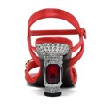 thumbnail image 4 of XYD Women Bling Jewelled Mid Crystal Heels Studded Ankle Strap Buckle Sandals Prom Party Date Shoes Size 4 Red, 4 of 4