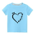 thumbnail image 1 of Penkiiy Haut à Manches Courtes Imprimé Cœur pour Enfants Garçons Filles, Col Rond, Couleur Unie, 3-4 Ans, Bleu, 1 of 6
