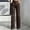 Coffee, variant on Women's High-Waist Pinstripe Front Pleat Button Decor Trousers Business Office Suit Wide-Leg Pants Sky Blue,L