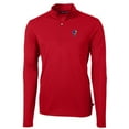thumbnail image 2 of Men's Cutter & Buck Red Kansas Jayhawks Virtue Eco Pique Recycled Quarter-Zip Pullover Top, 2 of 3