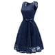 thumbnail image 5 of Vestido de dama de honor con cuello en V y encaje para mujer: vestido de fiesta formal con corte en A, poliéster, tallas estadounidenses 4-18, 5 of 6