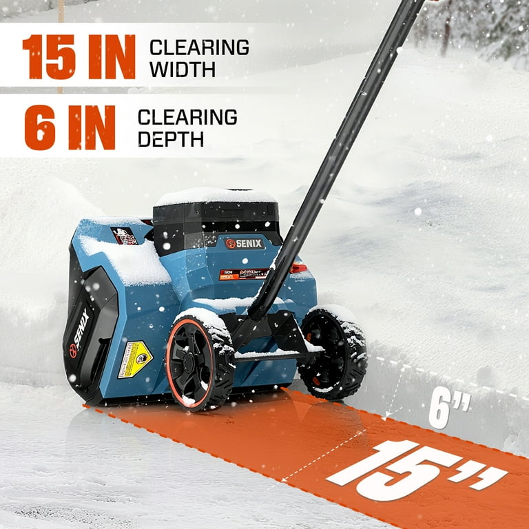 SENIX Brushless 60V 15-inch Cordless Snow Shovel with 6.0Ah