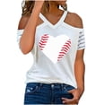 thumbnail image 2 of Hauts d'Été Grande Taille pour Femmes Mode Décontractée Col en V Blouse Imprimée Manches Courtes Épaules Dénudées T-Shirt d'Été Col en V Femmes en Solde, 2 of 8