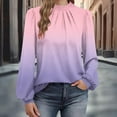 thumbnail image 2 of Levmjia Womens Tops Sweatshirts Gradient Print Round Neck Long Sleeve Fitted Casual Blouse For Work Commute Home Relaxation Soft Holiday Breathable Comfort Stretch, 2 of 6