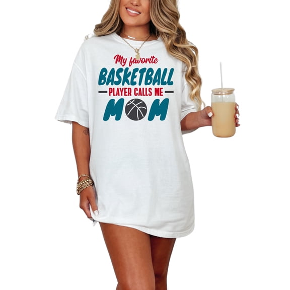 Proud Mom Of A Basketball Player, White Comfort Colors T-Shirt, Small