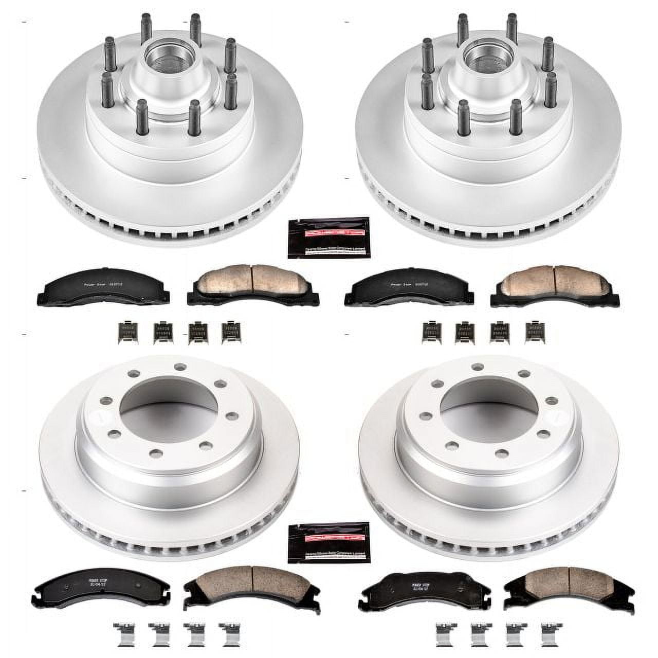 Power Stop Front and Rear Brake Pad and Geomet Coated Rotor Kit WM13084