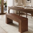 thumbnail image 4 of Finmind Solid Wood Dining Bench with Sturdy Legs, 47.24-Inch Farmhouse Entryway Bench Indoor for Kitchen, Dining Room, Brown, 4 of 10