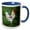 Blue/White, variant on 3drose, Rooster Poses on the Green Grass, Lancaster County, Pennsylvania, 11oz Two-tone Black Mug