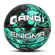 AND1 Enigma Indoor/Outdoor Intermediate Premium Rubber Basketball, Teal and Black, 28.5 in