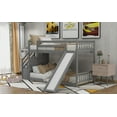 thumbnail image 4 of EUROCO Modern Wood Twin over Twin Bunk Bed with Slide and Staircase, Low Profile Bunk Bed with Storage for Kids Teens,Gray, 4 of 13