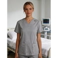 thumbnail image 3 of Women Scrub Tops V-Neck Tops with Pockets Easy Care Uniforms Red Scrub Tops for Women Quick Drying Womens Scrubs, 3 of 3