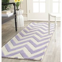 SAFAVIEH Cambridge Kaitlyn Zig Zag Stripes Wool Runner Rug, Lavender/Ivory, 2'6" x 12'