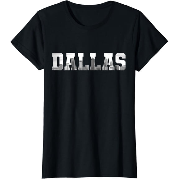 Dallas Texas Skyline Pride Black & White Vintage Dallas T-Shirt