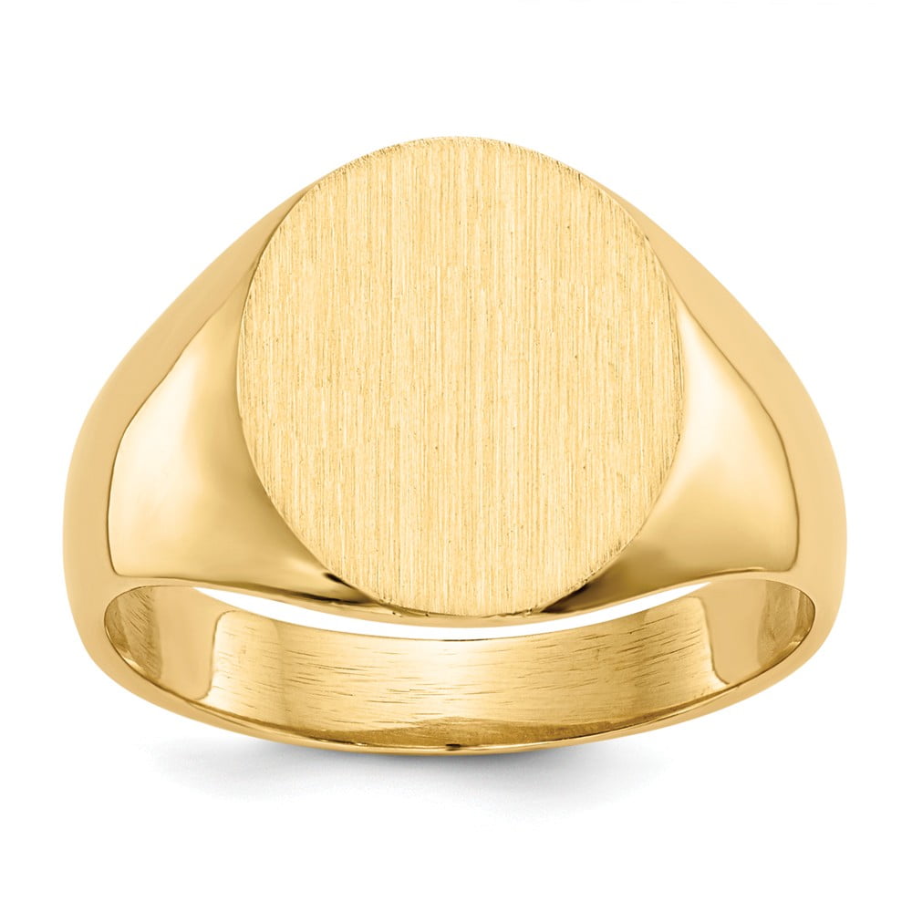 Solid 14k Yellow Gold Engravable Signet Ring (14mm) - Size 8 - Walmart.com