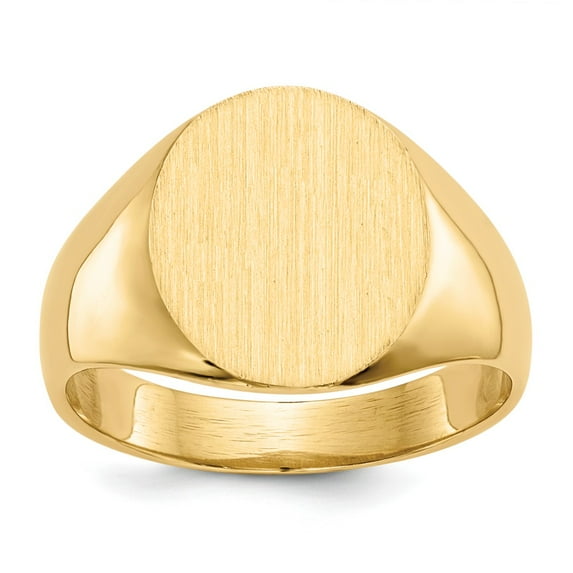 Solid 14k Yellow Gold 13.0x12mm Open Back Men's Engravable Monogram Signet Ring Band Size 8