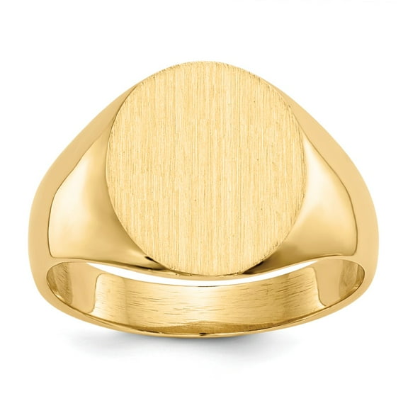 14K Yellow Gold Ring Band Signet 13.0x12.0mm Open Back Men's