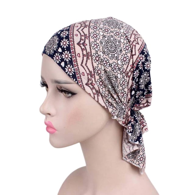 Braveheart Chimio Chapeau Impression Foulard Femmes Coton Musulman Turban Stretch Perte de Cheveux Liée Baotou Chapeaux