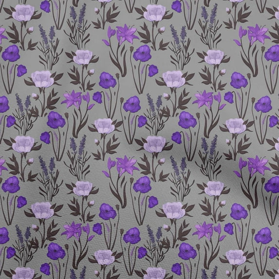 oneOone Georgette Viscose Purple Fabric Floral Sewing Material Print Fabric By The Yard 42 Inch Wide