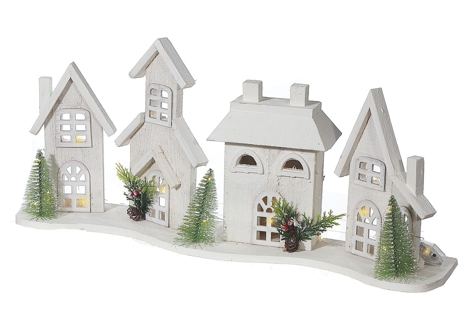 Maison En Bois Blanche À Led - Courbée 20,87"