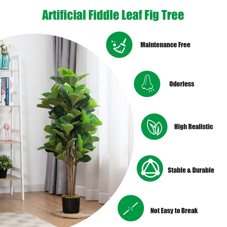 Costway Tall Decor Faux 5ft Artificial Fiddle Leaf Fig Tree for Indoor and  Outdoor Office Decorative Planter - Walmart.com