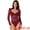 Red, variant on Women's Bodysuit Corset Long Sleeve See Through Sheer t Shirt S Red