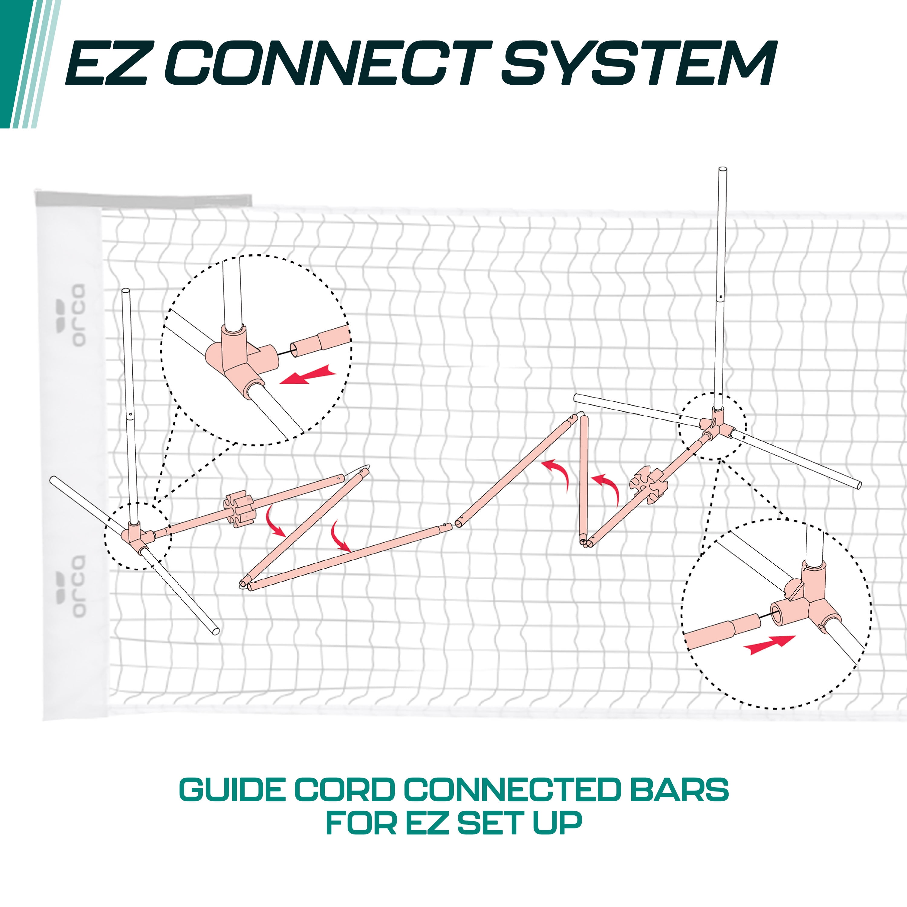 12.5ft Pickleball Half Court Net Set with Steel Pole Bar EZ Connect System, Includes Paddles, Pickleballs, and Carrying Bag for Travel Games by ORCA