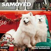 2025-2026 Wall Calendar,Samoyed Wall Calendar, 12" x 24" Open,Family Planner Calendar Organizer with Samoyed Images, for Dogs Lovers