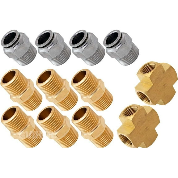 Vixen Air Set of Fittings for Four 1/2" NPT Air Valves using 1/2" OD Air Lines VXK1231