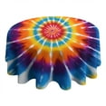 thumbnail image 4 of Rainbow Tie Dye Sunburst Round Tablecloth 60"x60",Wrinkle Wipeable Table Cloth for Kitchen Dining Room Picnic Patio Party, 4 of 6