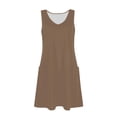 thumbnail image 6 of Lovzfmll Women's Mini Dress, V-Neck Sleeveless with Pocket, Casual Summer Shift Dress Khaki, 2XL, 6 of 6
