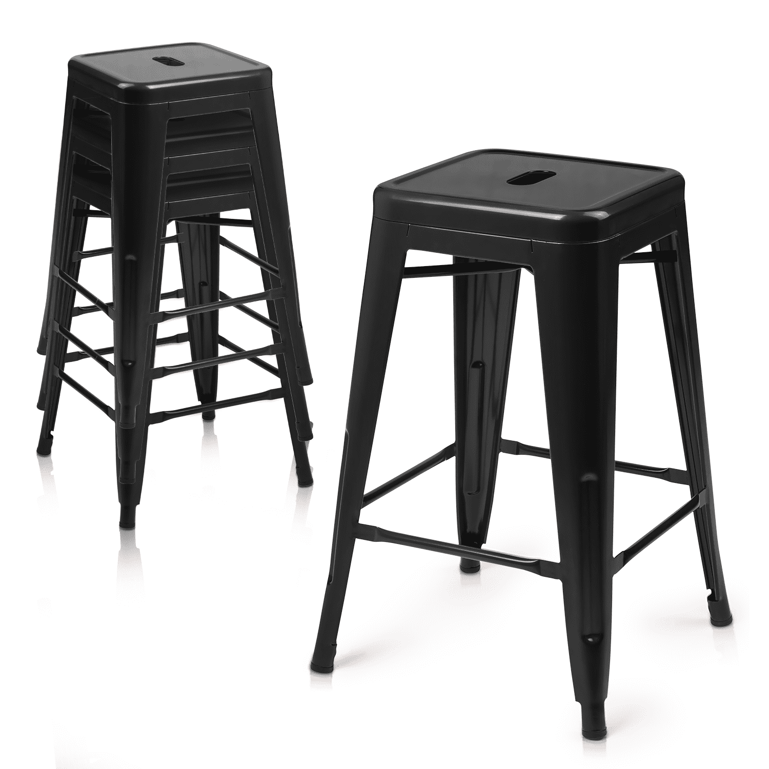 MoNiBloom Set of 4 Modern Metal Bar Stools Stackable Dining Chairs Backless Counter Height