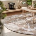 thumbnail image 3 of Round Rugs 4Ft, Brown Anchor Nautical Round Area Rug Washable Indoor Throw Carpet, Coastal Beach Coral Starfish Soft Non Slip Circle Rug for Kitchen Nursery Room Home Decor Aesthetic, 3 of 8