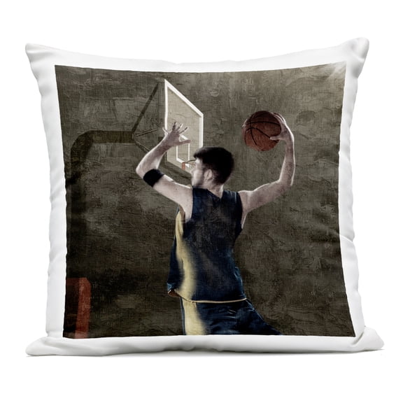 Stupell Industries Basketball Dunk In Action Outdoor Printed Pillow design by Kim Allen, 18 x 7 x 18