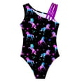 thumbnail image 4 of Zaldita Kids Girls Gymnastics Unitard Ballet Dance Leotard Asymmetrical Neck Bodysuit Colorful Biketard Black&Purple 8, 4 of 4