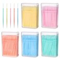 thumbnail image 1 of HLONK 1100pcs Disposable Plastic Toothpicks Double-head Oral Care Interdental Floss Cleaners (Random Color), 1 of 6