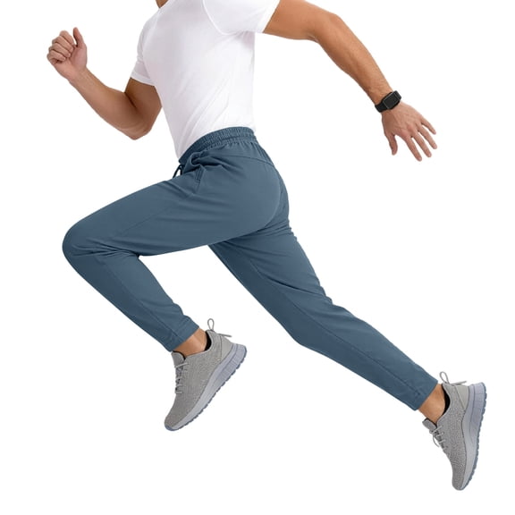 Men's Tapered Hiking Pants Lightweight Stretch Quick Dry Outdoor Fishing Joggers With Zipper Pockets Blue 3XL