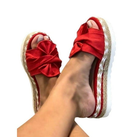 

Women Platform Slides Bow Slippers Sandals Summer Beach Espadrilles Bow Casual Shoes Ladies Girls Shoes